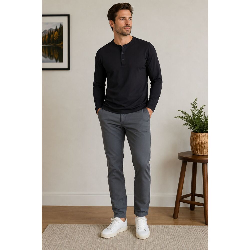 Twillory Athleisure Henley Shirt Men’s Large Black Performance Long Sleeve